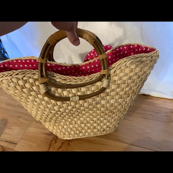 Straw studios straw and wicker drawstring bag - Picture 3 of 8